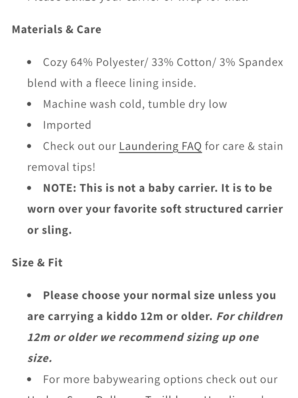 Latched Mama Babywearing Sweatshirt XS in Oatmeal - Picture 7 of 14